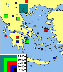 Carte des villes grecques à la fin du XVIIIe s.